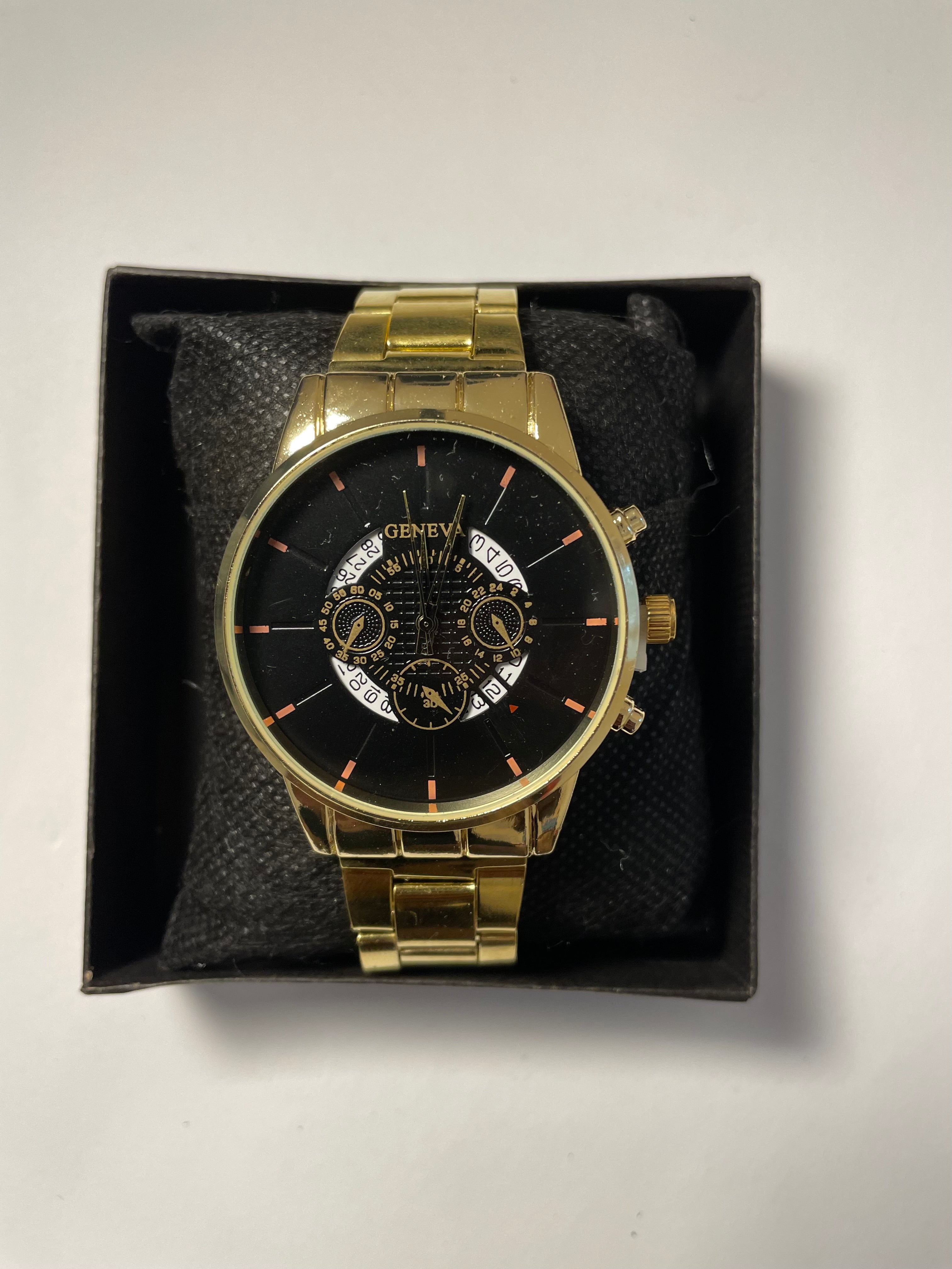 black and gold watch