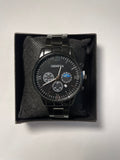 Black Geneva watch with moon phase