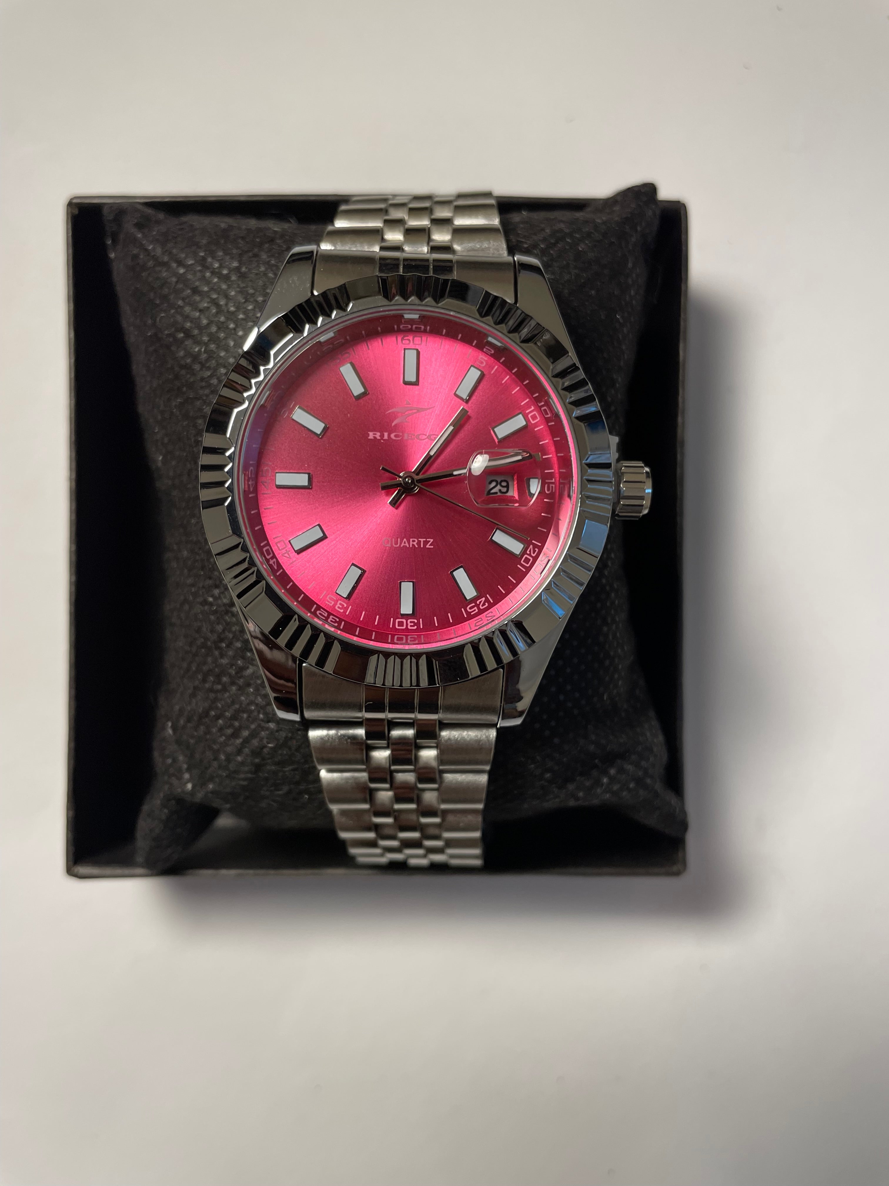 Ricci pink watch with silver band
